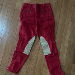 Ralph Lauren Red Track Pants with Tan Accents